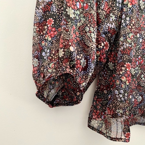 Anthropologie W5 Sheer Floral Blouse Black Small - Picture 6 of 10